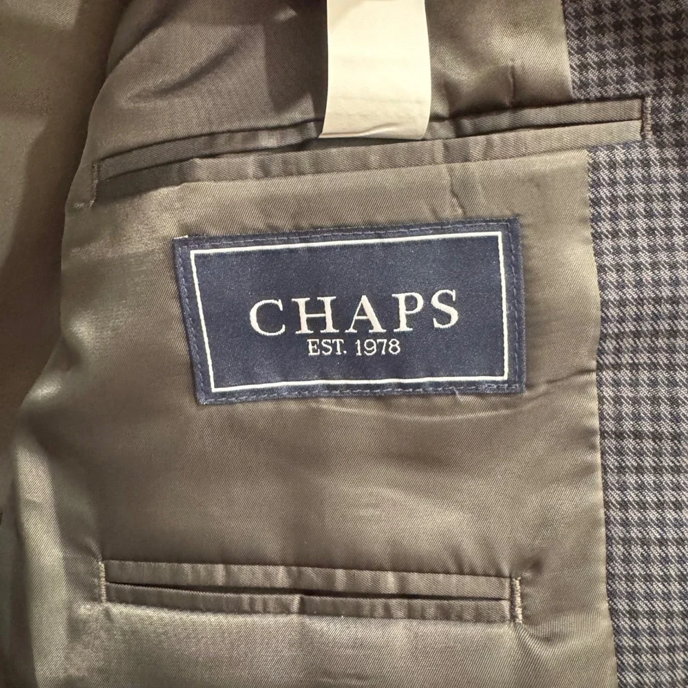 Chaps Men's Grey/Black Check Blazer –‎ 42 Long, Classic Fit